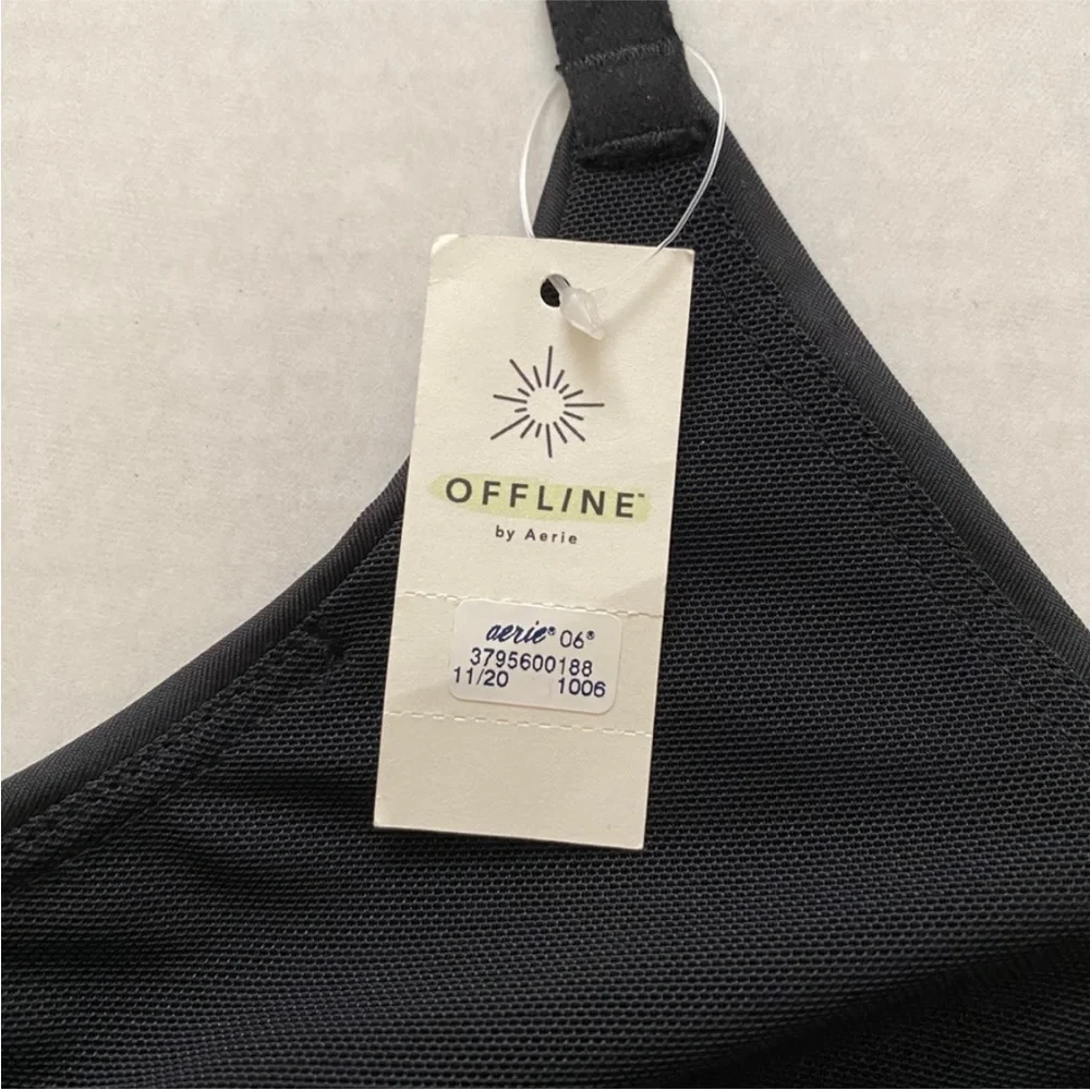 NEW Offline by Aerie American Eagle Shine Racerback Sports Bra Black Small